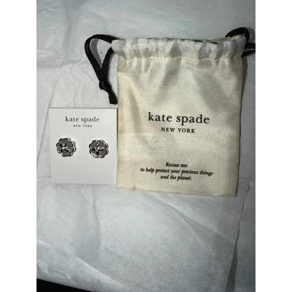 Kate Spade Heritage Bloom Stud Earrings Womens OS Cream Silver Flower Crystal